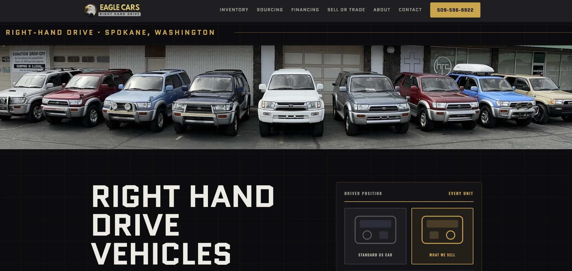 The rebuilt Eagle Cars website with a dark editorial hero and inventory-led layout